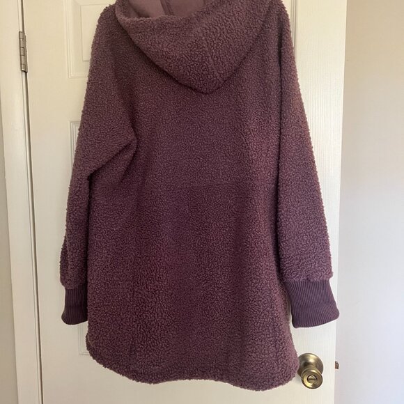 Lands' End XL Purple Boucle Women's Cozy Fleece Hooded Coat - Picture 2 of 3